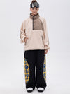 Pull en polaire sherpa synthétique pour femme et pantalon de ski cargo réfléchissant à motif tendance, idéal pour la montagne