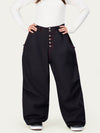 Pantalon de ski en denim brut à rivets pour femme – Coupe oversize avec double poche arrière