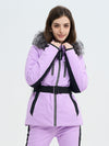 Doudoune de ski SnowCharm pour femme, coupe slim, isolée, avec fourrure amovible