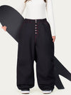 Pantalon de ski en denim brut à rivets pour femme – Coupe oversize avec double poche arrière