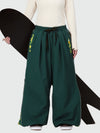 Pantalon de ski freestyle extra ample Hyper Flux pour femme, fermeture éclair latérale et empiècement graffiti.