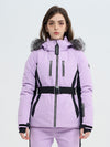 Doudoune de ski SnowCharm pour femme, coupe slim, isolée, avec fourrure amovible