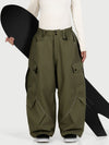 Pantalon de ski cargo utilitaire réfléchissant Camden Punk pour femme – Coupe ample et décontractée