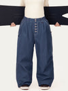 Pantalon de ski en denim brut à rivets pour femme – Coupe oversize avec double poche arrière