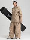 Combinaisons de ski amples Gsou Snow pour femmes, style montagne durable.