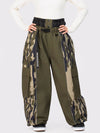 Pantalon de neige extra ample Wild Motion pour femme, à blocs de couleurs réfléchissants.