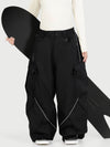 Pantalon de ski cargo utilitaire réfléchissant Camden Punk pour femme – Coupe ample et décontractée
