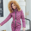 Combinaison de ski une pièce pour femme Katze Creek Down Suits avec bordure en fausse fourrure amovible