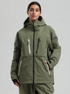 Veste de ski cargo fonctionnelle et résistante Gsou Snow pour femme, idéale pour la montagne et l'hiver.