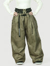 Pantalon de neige ample OG pour femme, style urbain et inspiré des vêtements de travail, avec rivets apparents.