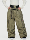 Pantalon de neige cargo ample et fonctionnel pour femme, avec ceinture utilitaire et poches multiples