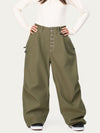 Pantalon de ski en denim brut à rivets pour femme – Coupe oversize avec double poche arrière