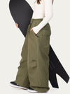 Pantalon de ski en denim brut à rivets pour femme – Coupe oversize avec double poche arrière