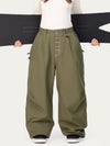 Pantalon de ski en denim brut à rivets pour femme – Coupe oversize avec double poche arrière