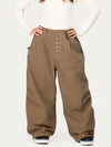 Pantalon de ski en denim brut à rivets pour femme – Coupe oversize avec double poche arrière