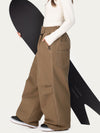 Pantalon de ski en denim brut à rivets pour femme – Coupe oversize avec double poche arrière