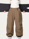 Pantalon de ski en denim brut à rivets pour femme – Coupe oversize avec double poche arrière