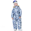Combinaison de ski une pièce bleue magique et colorée pour enfants, imperméable et colorée.