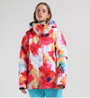 Veste de snowboard d'hiver imperméable à imprimé coloré SMN Mountain Freeze pour femme