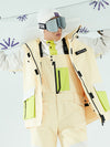Veste de neige à blocs de couleur réfléchissants Vector Winter Invitation pour femmes