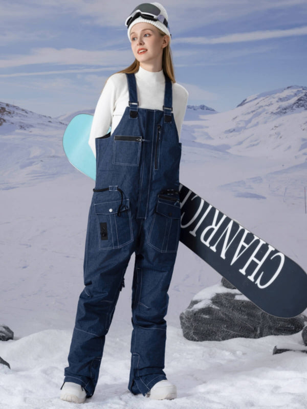 Salopette de ski PowderQueen pour femme, pantalon de ski en denim