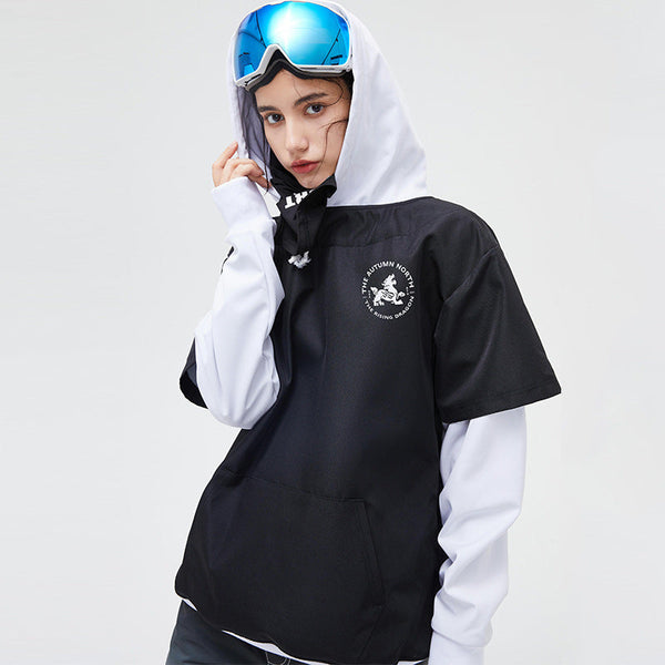 Sweat à capuche imperméable Northfeel Moonlight pour femme, réfléchissant noir et blanc, idéal pour la neige