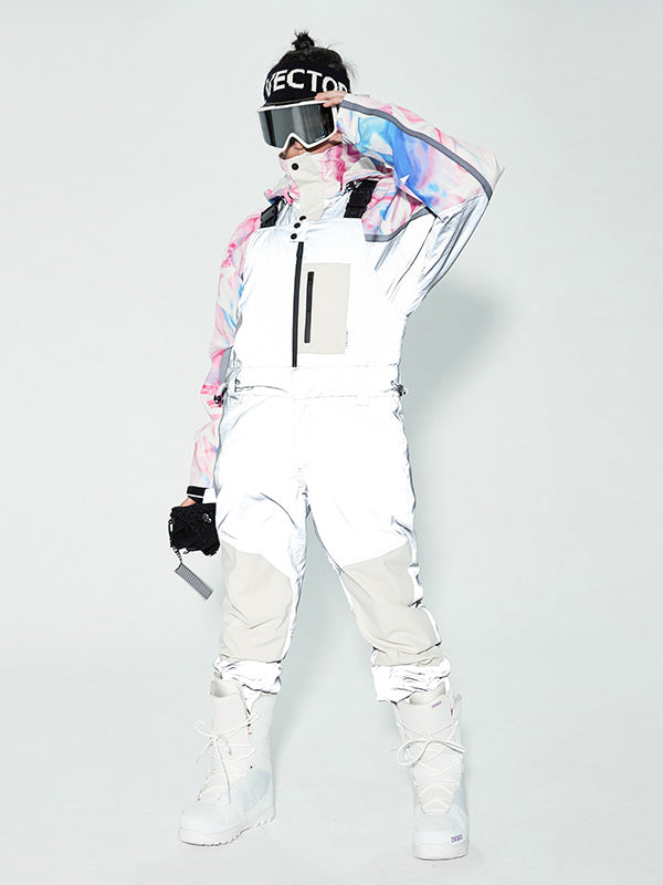 Salopettes de ski réfléchissantes Vector Winter Invitation pour femmes