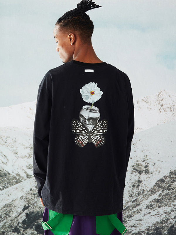 Sweat à capuche unisexe RandomPow avec imprimé papillon et montagne enneigée