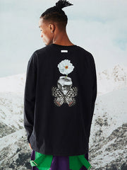 Sweat à capuche unisexe RandomPow avec imprimé papillon et montagne enneigée