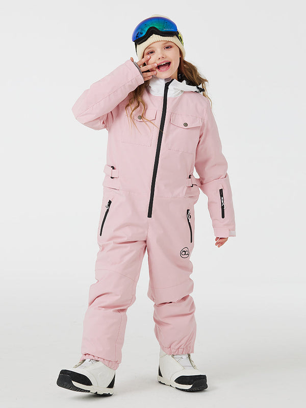 Combinaisons de ski imperméables une pièce unisexes pour enfants, style explorateur de montagne