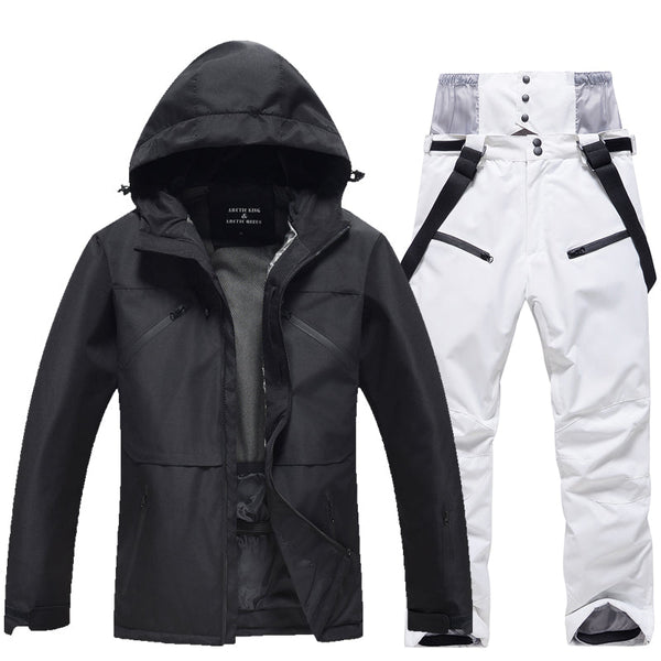 Ensemble veste et pantalon de ski isolés pour homme, idéal pour la montagne.