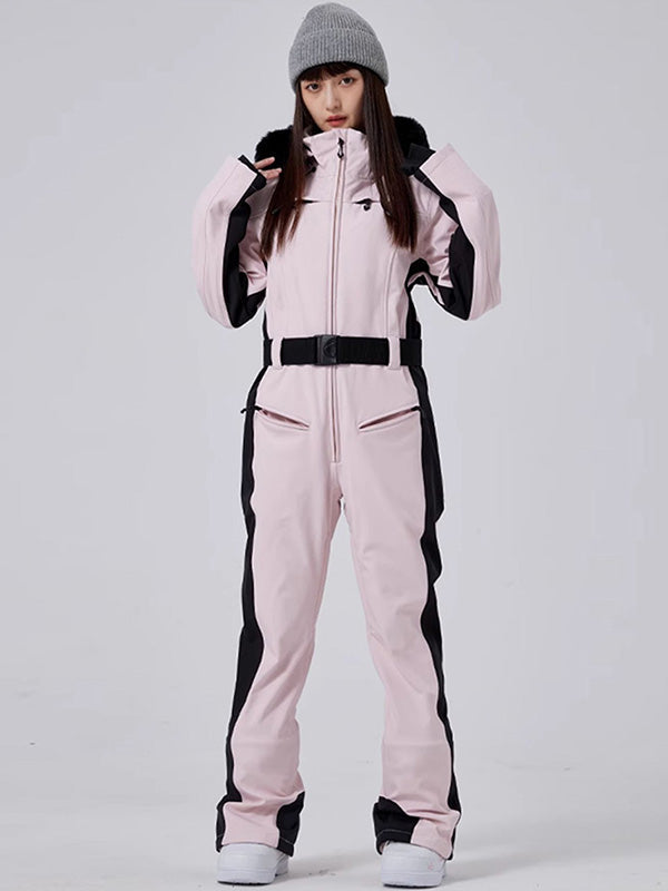 Combinaison de ski intégrale en fausse fourrure Alpine Elegance pour femme