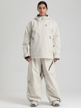 Combinaisons de ski amples Gsou Snow pour femmes, style montagne durable.