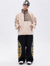 Pull en polaire sherpa synthétique pour femme et pantalon de ski cargo réfléchissant à motif tendance, idéal pour la montagne