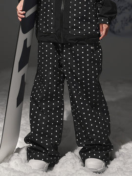 Pantalon de ski freestyle à pois et étoiles pour femme