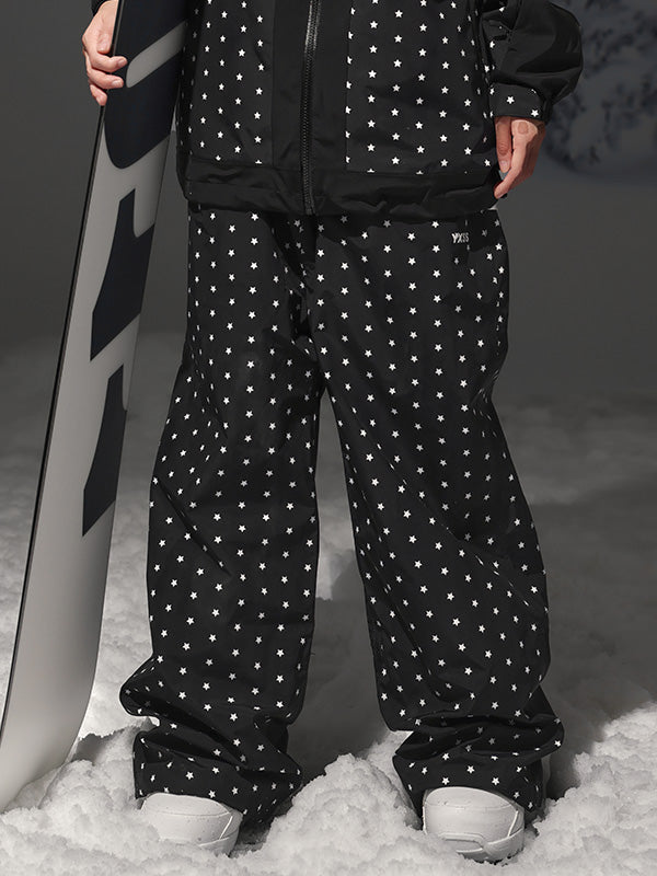 Pantalon de ski freestyle à pois et étoiles pour femme