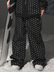 Pantalon de ski freestyle à pois et étoiles pour femme