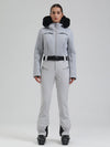 Combinaison de ski évasée Gsou Snow Mountain Chic pour femme, ornée de fausse fourrure.