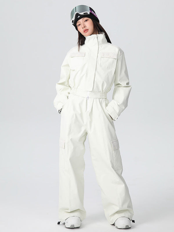Combinaison de ski Searipe taille haute pour femme, coupe décontractée, pantalon et salopette.