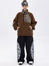 Pull en polaire sherpa synthétique pour femme et pantalon de ski cargo réfléchissant à motif tendance, idéal pour la montagne