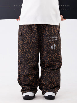 Pantalon/short cargo ample Wild Soul Steeze Shred Master pour femme, motif léopard, idéal pour la neige.
