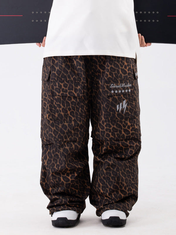 Pantalon/short cargo ample Wild Soul Steeze Shred Master pour femme, motif léopard, idéal pour la neige.