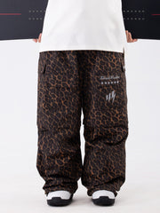 Pantalon/short cargo ample Wild Soul Steeze Shred Master pour femme, motif léopard, idéal pour la neige.