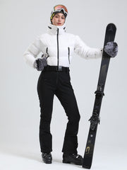Combinaison de ski d'hiver glamour Alpine Luxe DownTop pour femme, doublée polaire