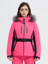 Doudoune de ski SnowCharm pour femme, coupe slim, isolée, avec fourrure amovible