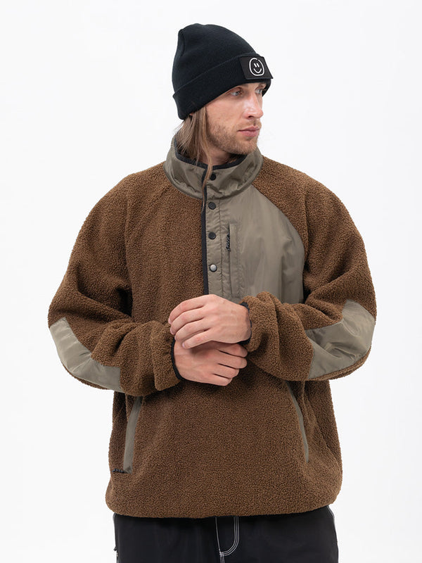 Pull en polaire chaude style sherpa pour homme, idéal pour la montagne