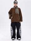 Pull en polaire sherpa synthétique pour femme et pantalon de ski cargo réfléchissant à motif tendance, idéal pour la montagne
