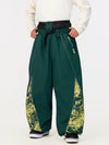 Pantalon de jogging ample de ski pour homme, style graffiti, avec empiècements colorés et bandes réfléchissantes.