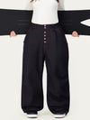 Pantalon de ski en denim brut à rivets pour femme – Coupe oversize avec double poche arrière