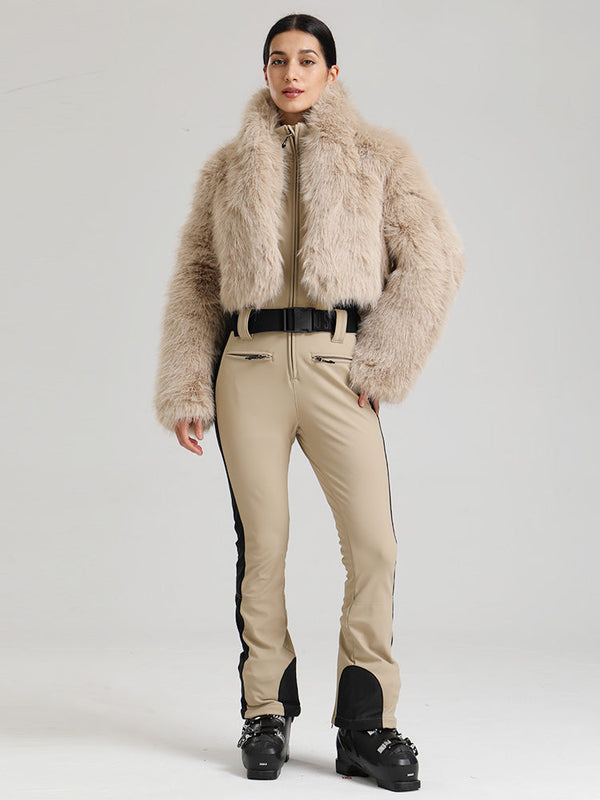 Combinaison de ski Glacier Vogue pour femme et veste Delish en fausse fourrure duveteuse